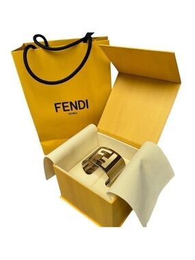 Fendi Silver Tone FF Cut Out Cuff Bracelet